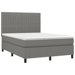 Box Spring Bed with Mattress Dark Grey 137x190 cm Double Fabric
