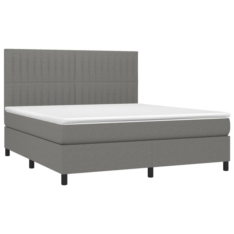 Box Spring Bed with Mattress Dark Grey 152x203 cm Queen Fabric