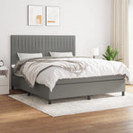 Box Spring Bed with Mattress Dark Grey 152x203 cm Queen Fabric