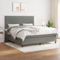 Box Spring Bed with Mattress Dark Grey 152x203 cm Queen Fabric