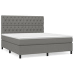 Box Spring Bed with Mattress Dark Grey 152x203 cm Queen Fabric
