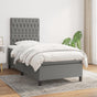 Box Spring Bed with Mattress Dark Grey 107x203 cm King Single Fabric