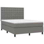 Box Spring Bed with Mattress Dark Grey 137x190 cm Double Fabric