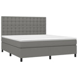 Box Spring Bed with Mattress Dark Grey 153x203 cm Queen Size Fabric - Side View