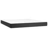 Box Spring Bed with Mattress Black 153x203 cm Queen Size Faux Leather - 45-Degree Angle