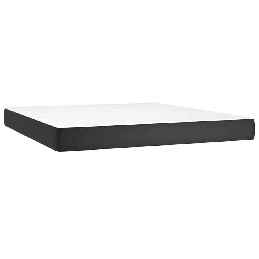 Box Spring Bed with Mattress Black 152x203 cm Queen Faux Leather