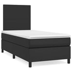 Box Spring Bed with Mattress Black 107x203 cm King Single Faux Leather