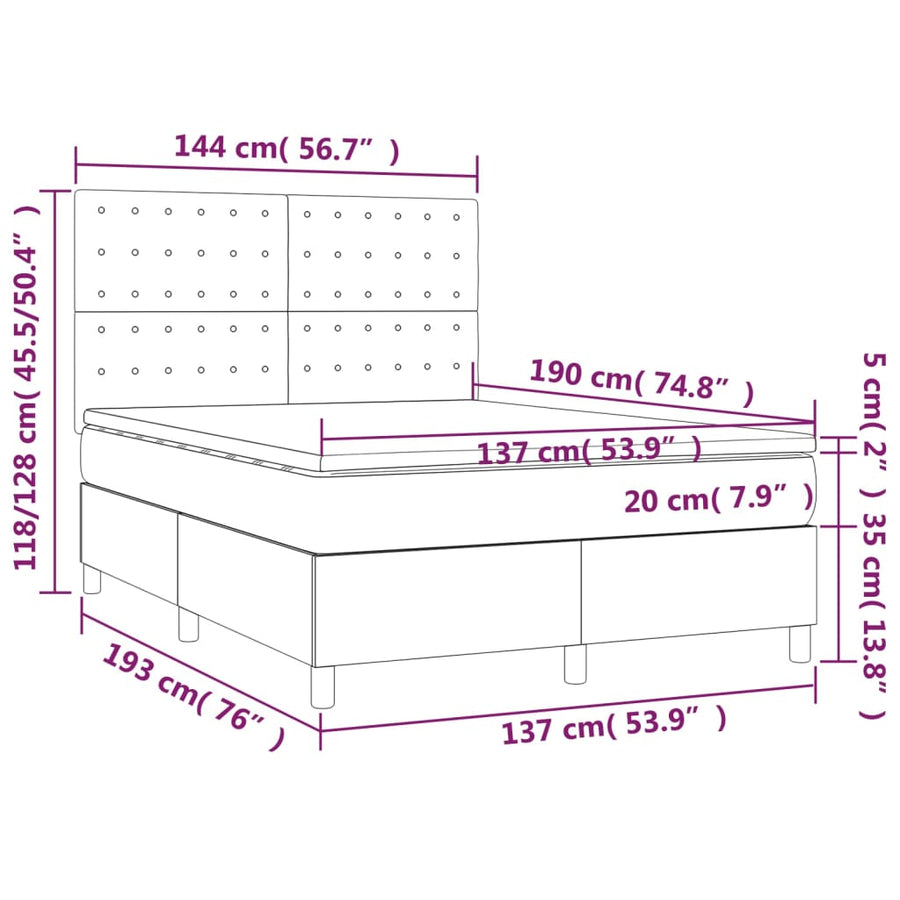 Box Spring Bed with Mattress Black 137x190 cm Double Faux Leather