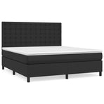 Box Spring Bed with Mattress Black 152x203 cm Queen Faux Leather