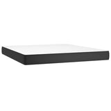 Box Spring Bed with Mattress Black 153x203 cm Queen Size Faux Leather - 45-Degree Angle