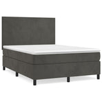 Box Spring Bed with Mattress Dark Grey 137x190 cm Double Velvet