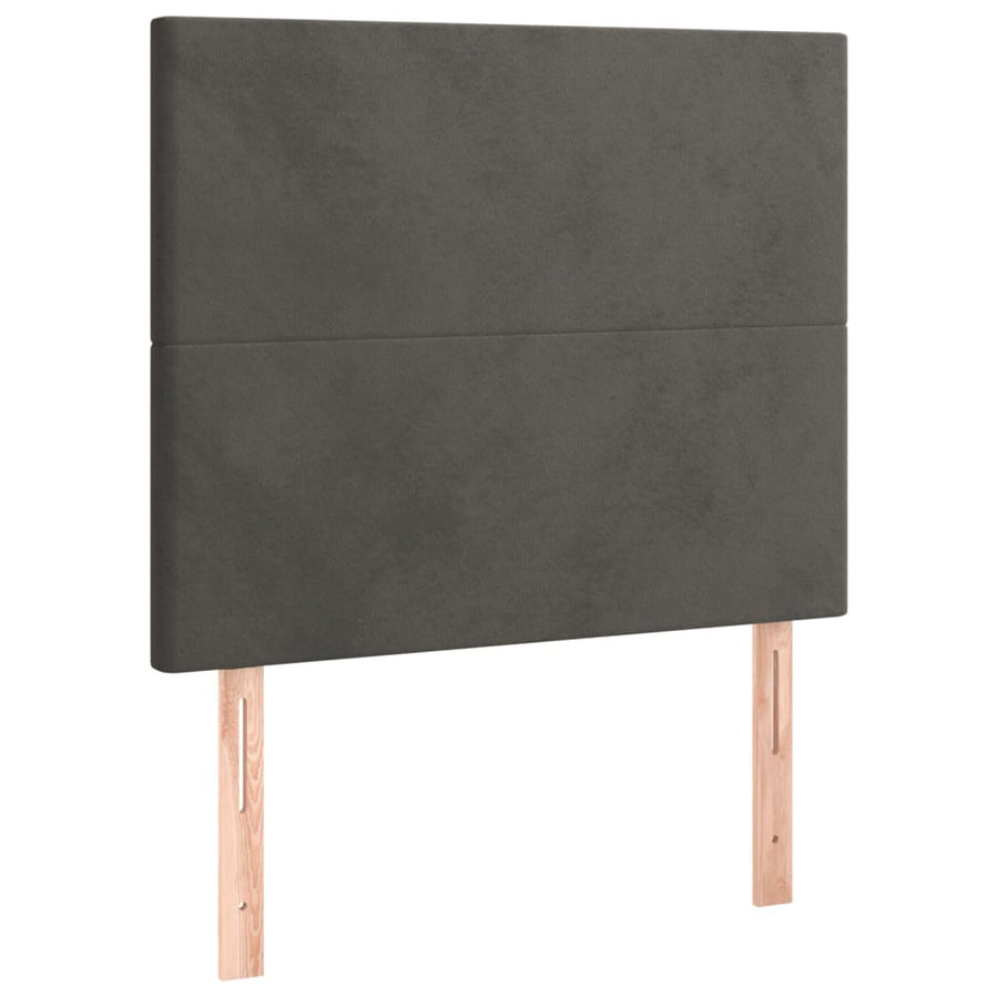 Box Spring Bed with Mattress Dark Grey 107x203 cm King Single Velvet