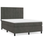 Box Spring Bed with Mattress Dark Grey 137x190 cm Double Velvet