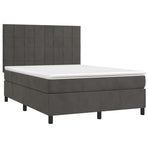 Box Spring Bed with Mattress Dark Grey 137x190 cm Double Velvet