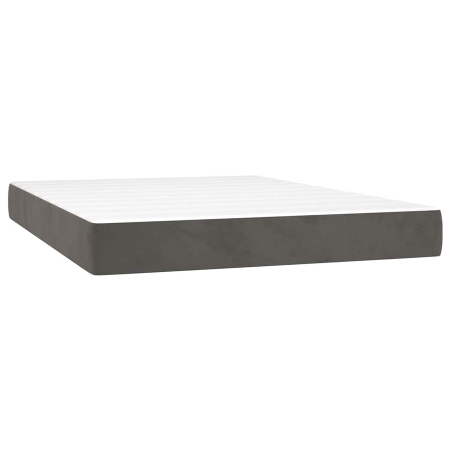 Box Spring Bed with Mattress Dark Grey 137x190 cm Double Velvet