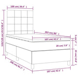 Box Spring Bed with Mattress Dark Grey 106x203 cm King Single Size Velvet