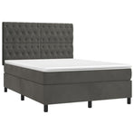 Box Spring Bed with Mattress Dark Grey 137x190 cm Double Velvet