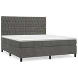 Box Spring Bed with Mattress Dark Grey 153x203 cm Queen Size Velvet