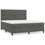 Box Spring Bed with Mattress Dark Grey 152x203 cm Queen Velvet