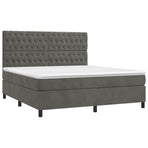 Box Spring Bed with Mattress Dark Grey 152x203 cm Queen Velvet