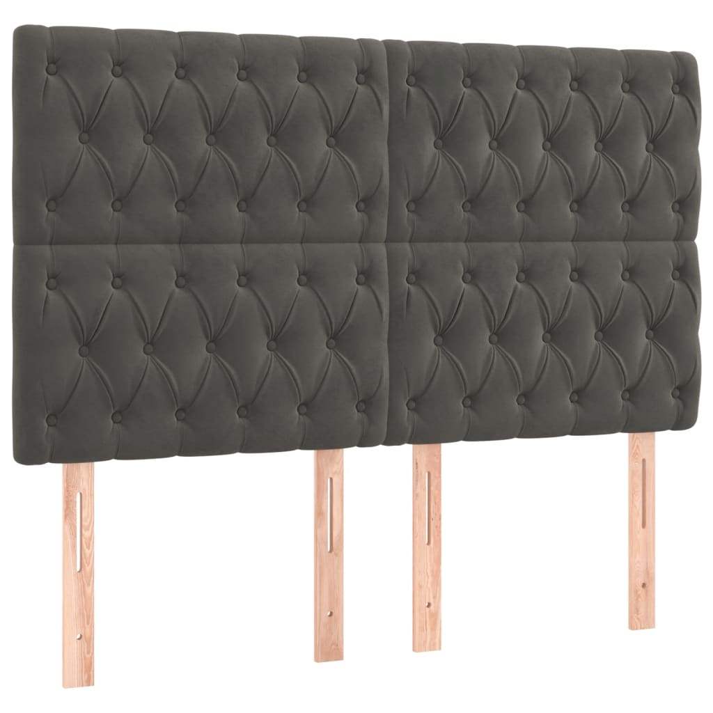 Box Spring Bed with Mattress Dark Grey 153x203 cm Queen Size Velvet