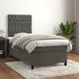 Box Spring Bed with Mattress Dark Grey 107x203 cm King Single Velvet