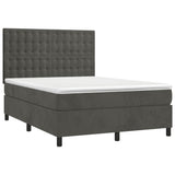 Box Spring Bed with Mattress Dark Grey 137x187 cm Double Size Velvet - Side View