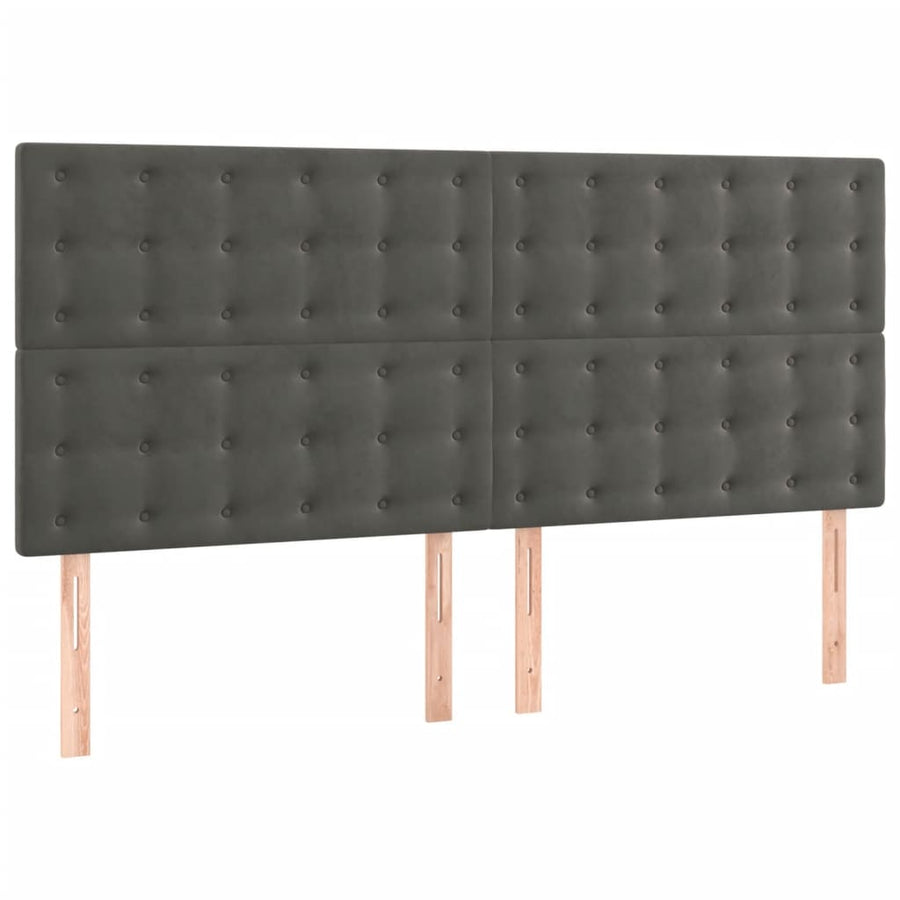Box Spring Bed with Mattress Dark Grey 152x203 cm Queen Velvet