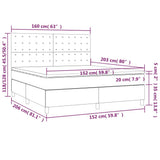Box Spring Bed with Mattress Dark Grey 153x203 cm Queen Size Velvet