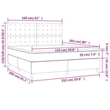 Box Spring Bed with Mattress Dark Grey 153x203 cm Queen Size Velvet - Close-Up Angle