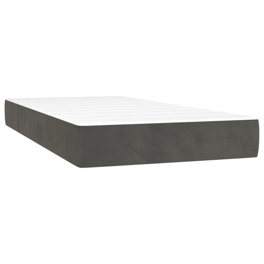 Box Spring Bed with Mattress Dark Grey 107x203 cm King Single Velvet