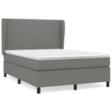 Box Spring Bed with Mattress Dark Grey 137x187 cm Double Size Fabric - Front View