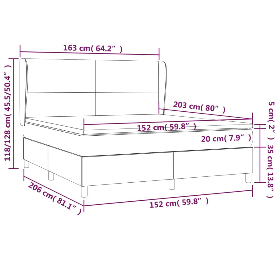 Box Spring Bed with Mattress Dark Grey 152x203 cm Queen Fabric