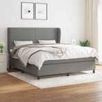 Box Spring Bed with Mattress Dark Grey 152x203 cm Queen Fabric