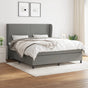Box Spring Bed with Mattress Dark Grey 152x203 cm Queen Fabric