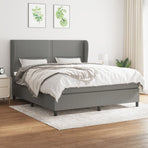 Box Spring Bed with Mattress Dark Grey 152x203 cm Queen Fabric