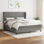Box Spring Bed with Mattress Dark Grey 152x203 cm Queen Fabric
