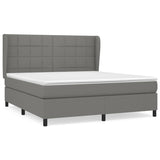Box Spring Bed with Mattress Dark Grey 153x203 cm Queen Size Fabric - Front View