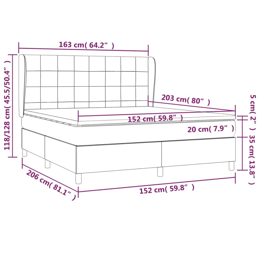 Box Spring Bed with Mattress Dark Grey 152x203 cm Queen Fabric