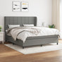 Box Spring Bed with Mattress Dark Grey 152x203 cm Queen Fabric