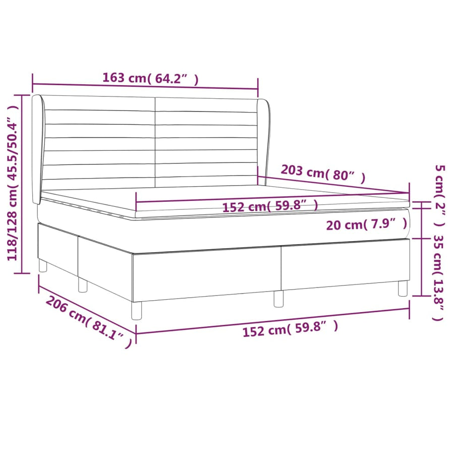 Box Spring Bed with Mattress Dark Grey 152x203 cm Queen Fabric