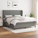 Box Spring Bed with Mattress Dark Grey 152x203 cm Queen Fabric