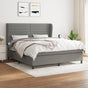 Box Spring Bed with Mattress Dark Grey 152x203 cm Queen Fabric
