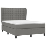 Box Spring Bed with Mattress Dark Grey 137x187 cm Double Size Fabric - Side View