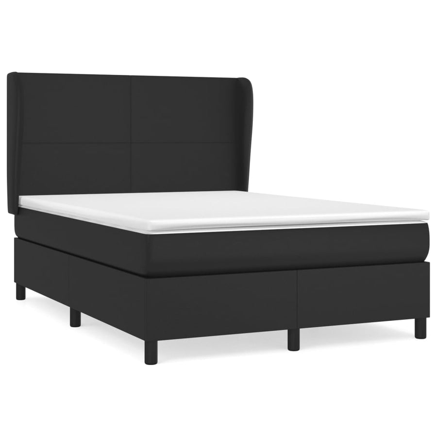 Box Spring Bed with Mattress Black 137x190 cm Double Faux Leather