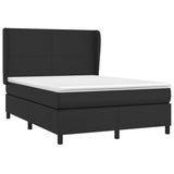 Box Spring Bed with Mattress Black 137x187 cm Double Size Faux Leather