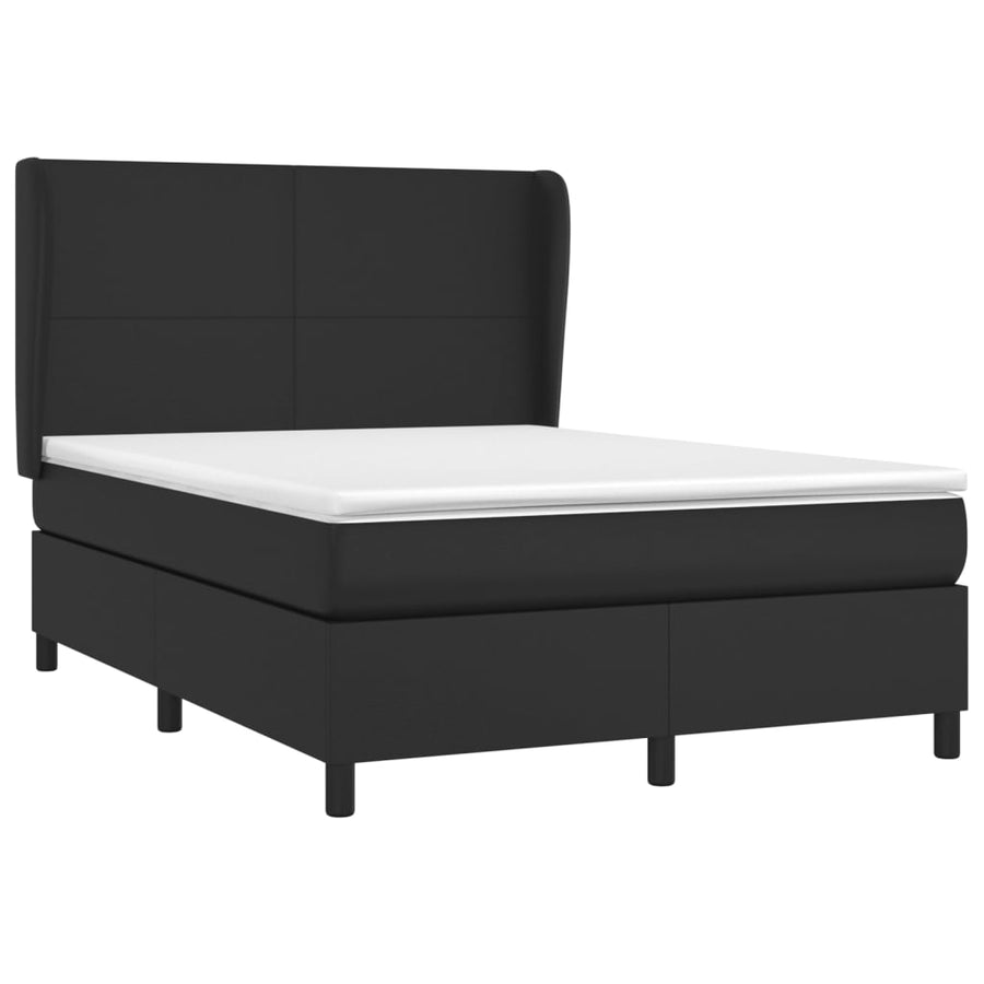 Box Spring Bed with Mattress Black 137x190 cm Double Faux Leather