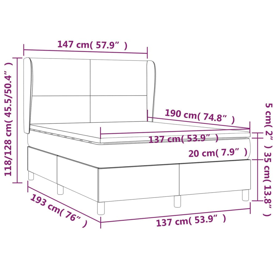 Box Spring Bed with Mattress Black 137x190 cm Double Faux Leather