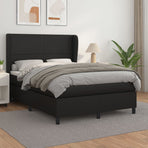 Box Spring Bed with Mattress Black 137x190 cm Double Faux Leather