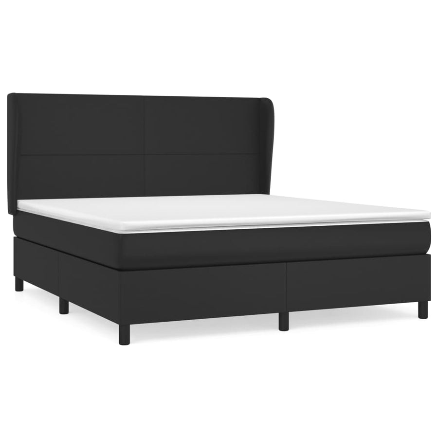 Box Spring Bed with Mattress Black 152x203 cm Queen Faux Leather